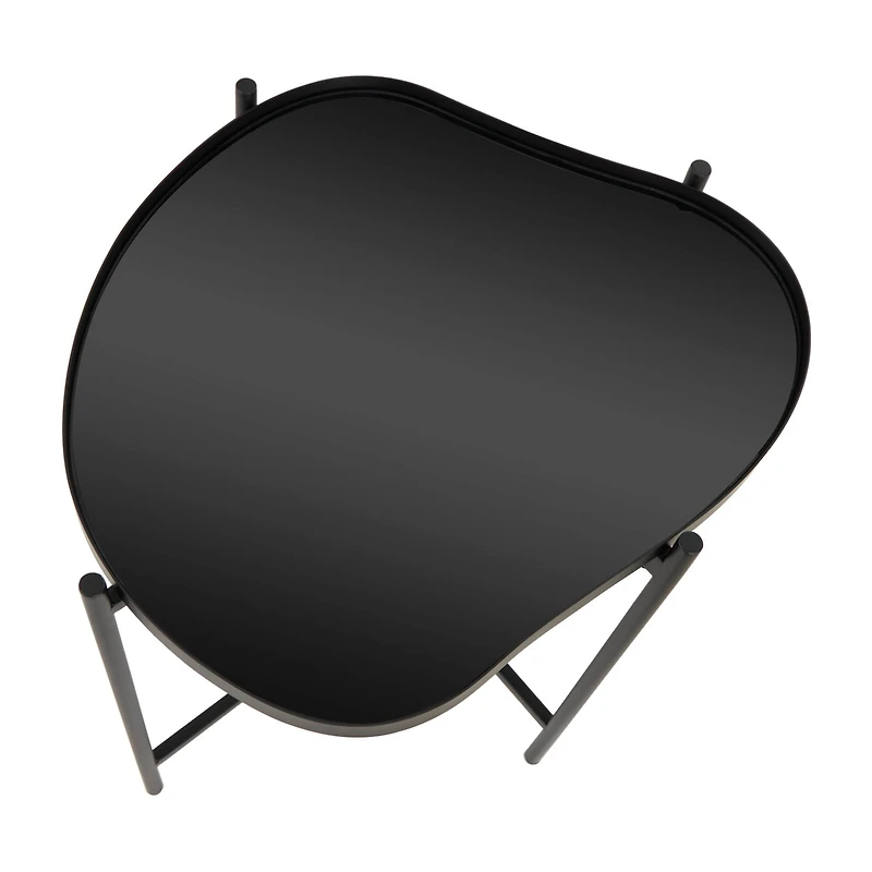 Black Metal Abstract Wavy Accent Table with X-Shaped Base