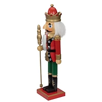 14" Wooden Nutcracker King with Scepter