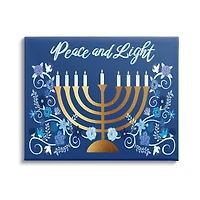 Stupell Industries Peace & Light Floral Hanukkah Menorah Canvas Wall Art