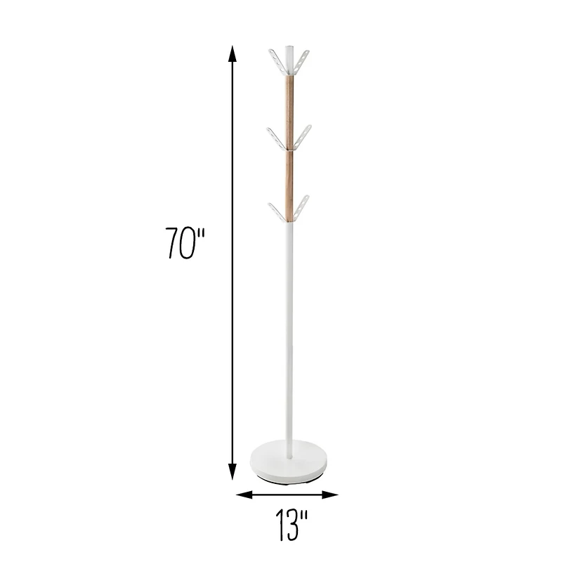 Honey Can Do 70" White Modern Standing Coat Rack