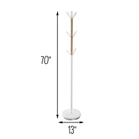 Honey Can Do 70" White Modern Standing Coat Rack