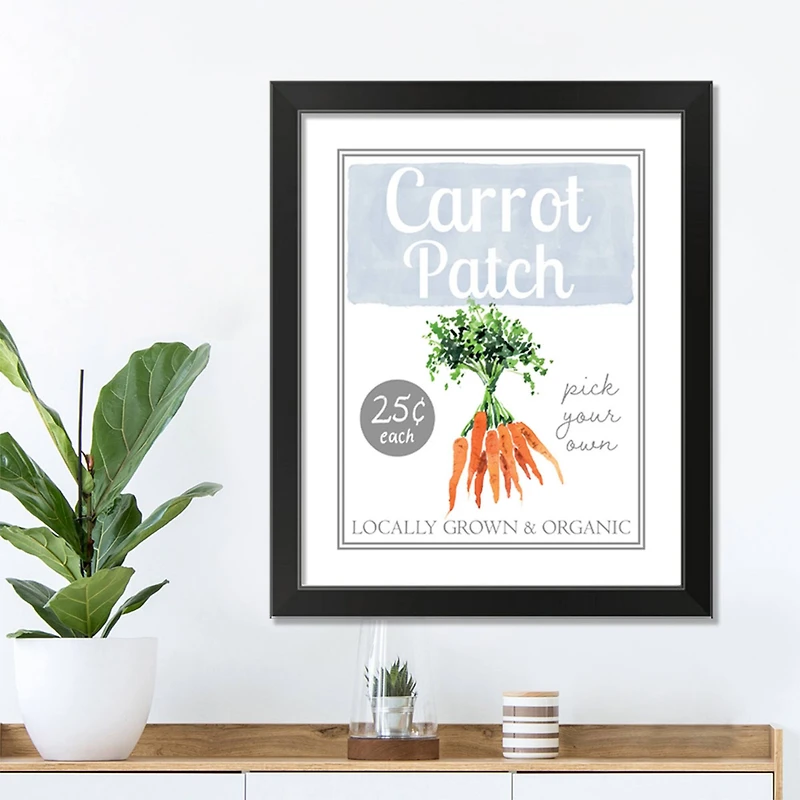 Carrot Patch Sign 5 16" x 20" Black Framed Print Under Plexiglass