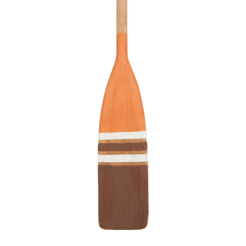 Coastal Brown and Orange Wood Oar Wall Art, 61" x 6" x 2"