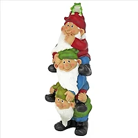 Design Toscano 16" Tower of Three Gnomes & Frog Statue