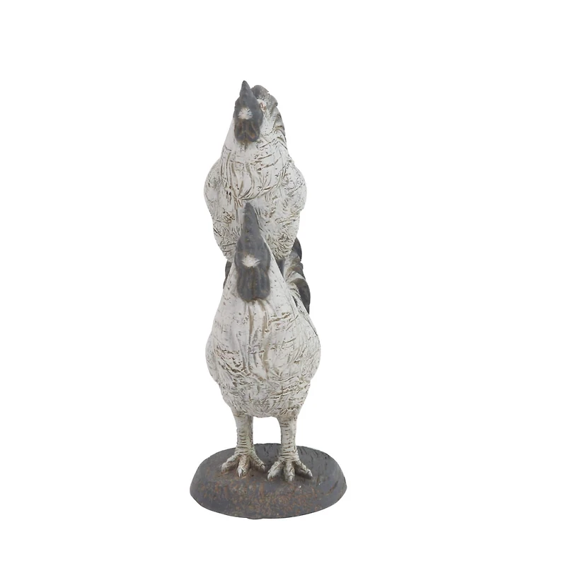 White Polystone Farmhouse Sculpture, Rooster 12" x 8" x 5"