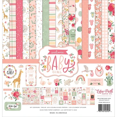 Echo Park Collection Kit 12"X12"-Welcome Baby Girl