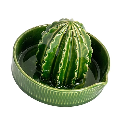 Hello Honey® 4" Green Cactus-Shaped Stoneware Juicer