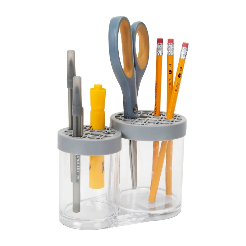 Simplify Gray 2 Compartment Cosmetic Brush Holder