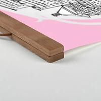 City On My Mind Sketch Teak Hanging Canvas