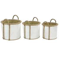White Seagrass Coastal Storage Basket Set