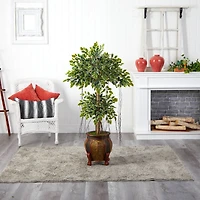 5ft. Variegated Ficus Artificial Tree in Footed Planter