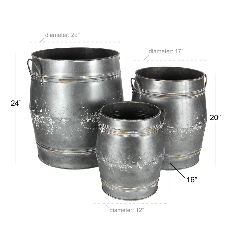 Metal Farmhouse Planter Set 16", 20" & 24"