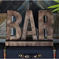 The Novogratz 16'' Brown Tin Industrial BAR Sign
