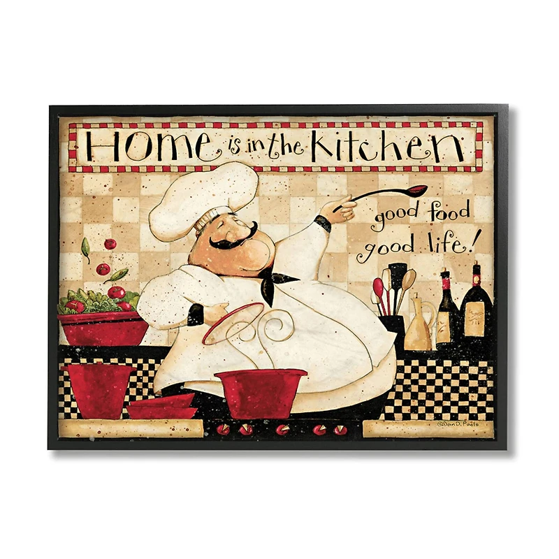 Stupell Industries Home is the Kitchen Chef Framed Wall Art