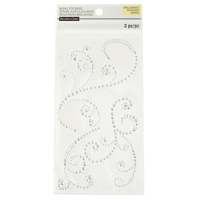 12 Packs: 3 ct. (36 total) Large Clear Flourish Adhesive Rhinestones by Recollections™