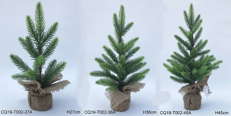 10.5", 15", & 18" Unlit Pine Artificial Christmas Tree with Burlap Base Set