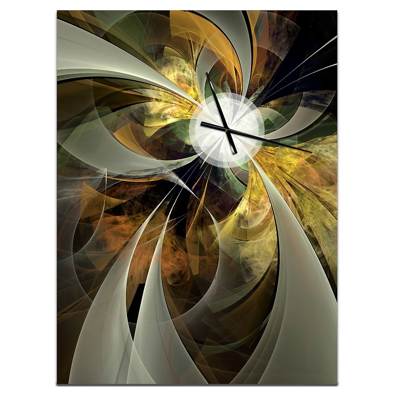 Designart Symmetrical Gold Fractal Flower Modern Wall Clock