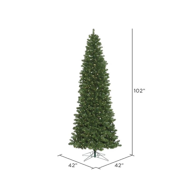 8.5ft. Pre-Lit Slim Oregon Fir Artificial Christmas Tree, Warm White LED Lights