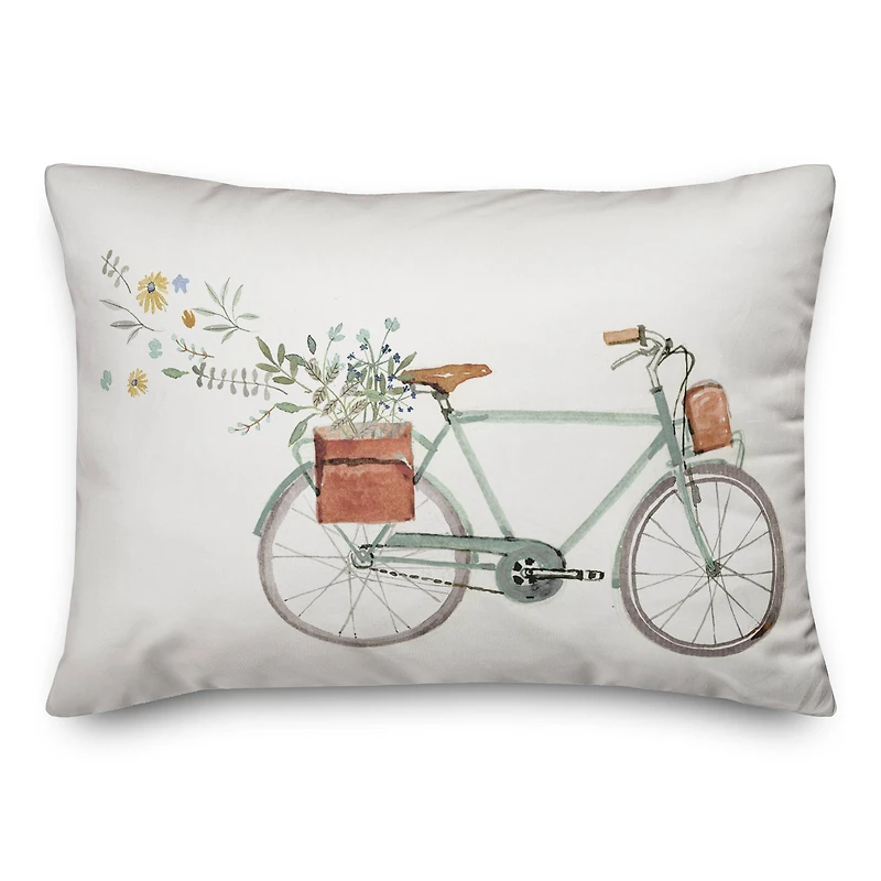 Simple Floral Bike Throw Pillow