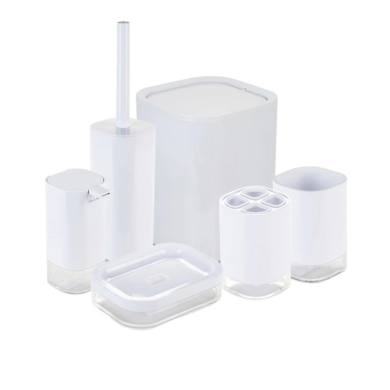 Bath Bliss White 6 Piece Acrylic Bathroom Set