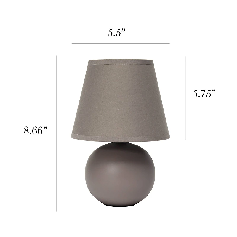 Simple Designs Gray Mini Ceramic Globe Table Lamp