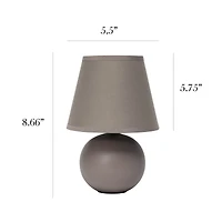 Simple Designs Gray Mini Ceramic Globe Table Lamp