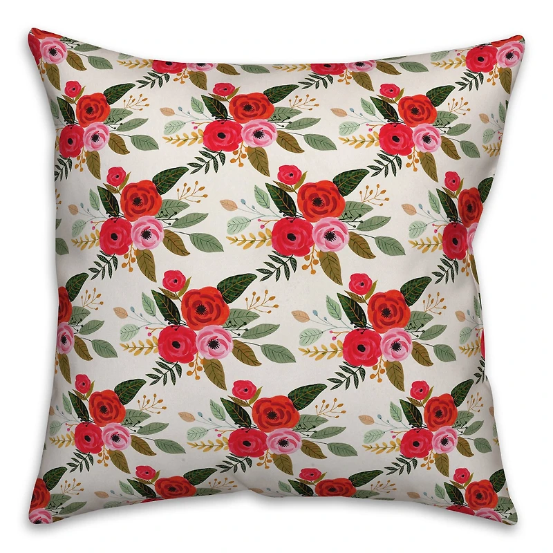 Floral Pattern Throw Pillow