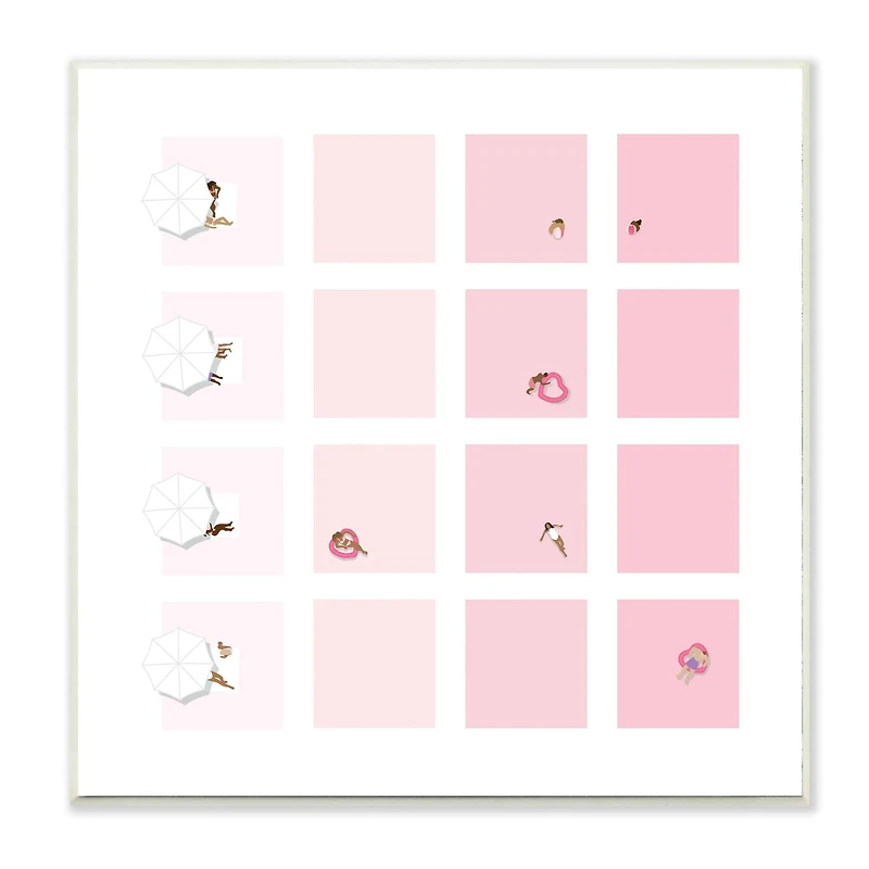 Stupell Industries Tropical Summer Pool Abstract Pink Geometric Pattern, 12" x 12"