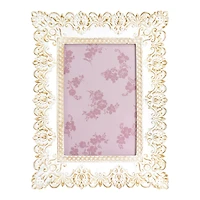 Just Jane 4" x 6" White & Gold Lace Frame by Studio Décor®