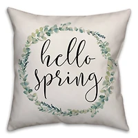 Hello Spring Wreath Throw Pillow