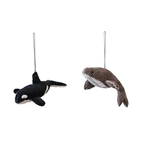 Hello Honey® 2 Pack 7" Whale Cotton Velvet Ornaments