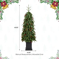 Glitzhome® 4ft Pre-lit Green Artificial Christmas Porch Tree, Warm White Lights