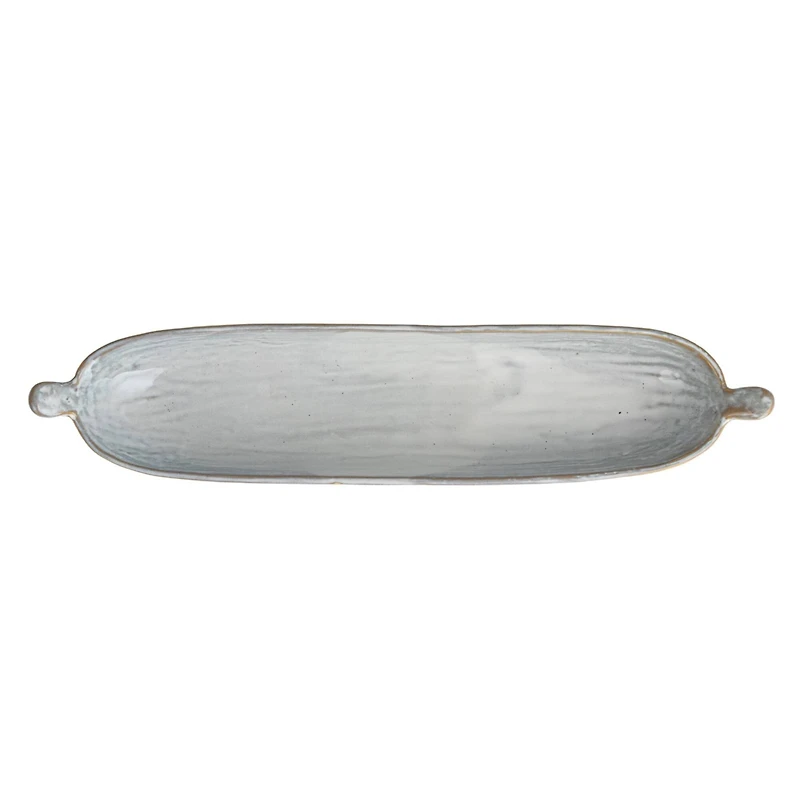 Hello Honey® 13.25" Long White Stoneware Dish with Reactive Glaze