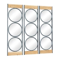 Set of 3 Black Iron Industrial Wall Mirror, 37" x 11"
