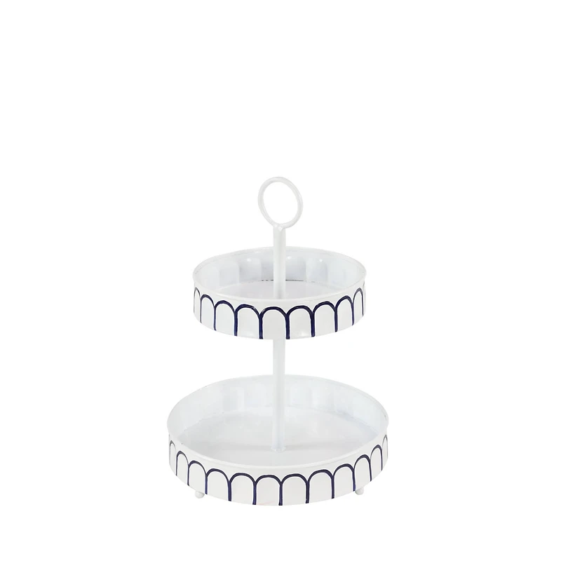 White Iron Farmhouse 2 Tier Tray Cupcake Stand