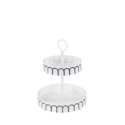 White Iron Farmhouse 2 Tier Tray Cupcake Stand
