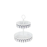 White Iron Farmhouse 2 Tier Tray Cupcake Stand