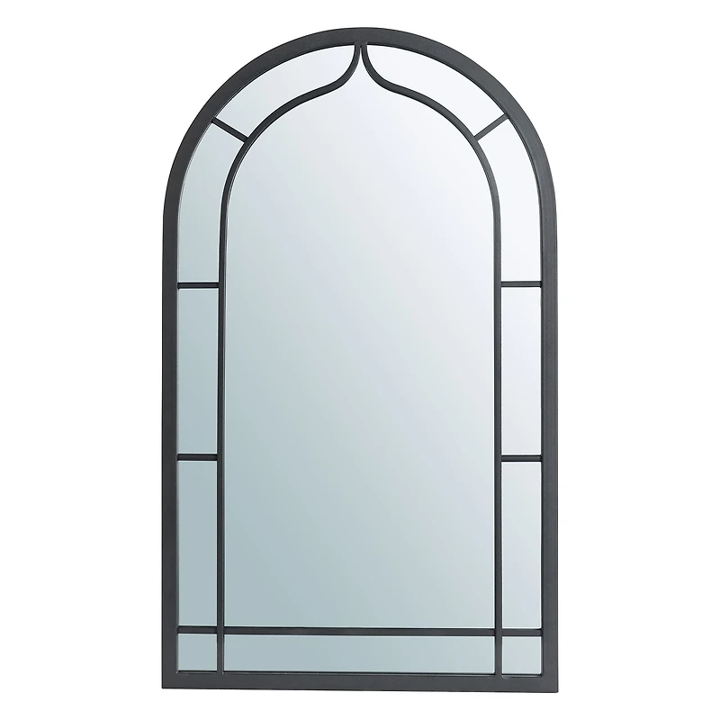Glitzhome® 33" Black Arched Windowpane Wall Mirror