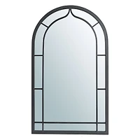 Glitzhome® 33" Black Arched Windowpane Wall Mirror