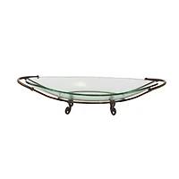 Brass Glass and Metal Modern Serving Bowl, 6" x 30" x 12"