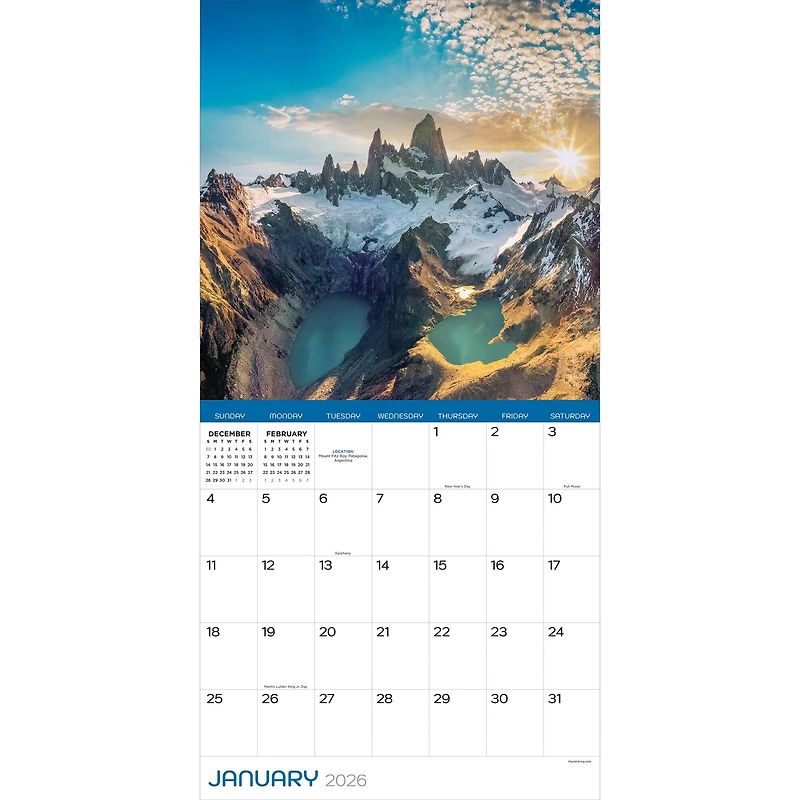 2026 Mountains Wall Calendar