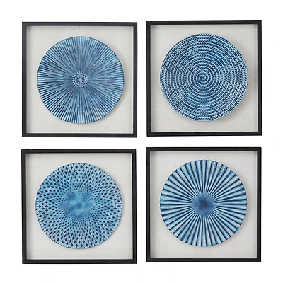 Blue Wood Coastal Abstract Art Wall Decor, Set of 4 16" x 16"