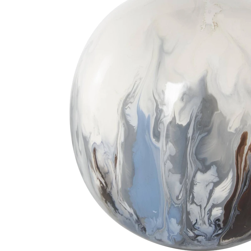 Blue, Brown & Cream Metal Abstract Swirl Orbs & Vase Filler Set