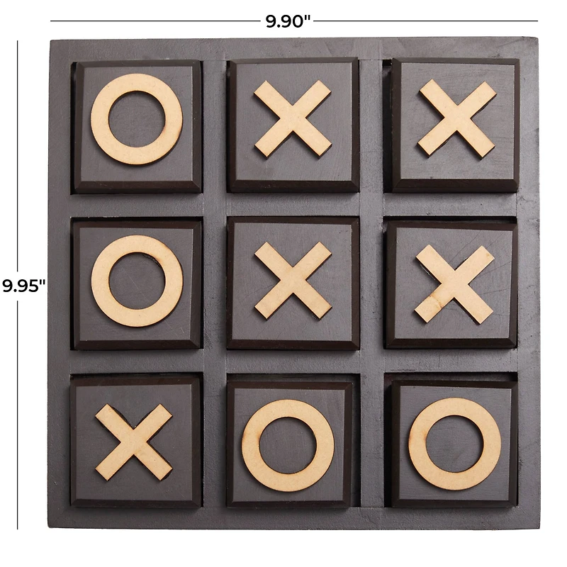 The Novogratz 10" Black Wood Tic-Tac-Toe Game Set