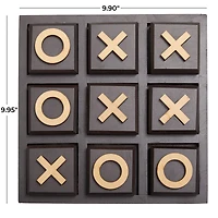 The Novogratz 10" Black Wood Tic-Tac-Toe Game Set