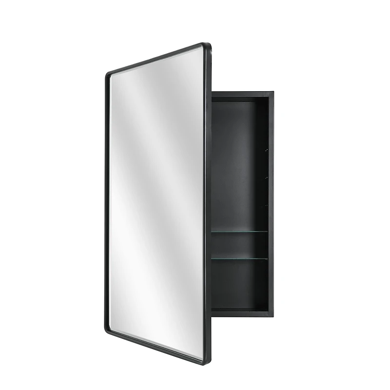 Head West Black Metal Medicine Cabinet with Beveled Mirror