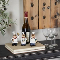 White Polystone Traditional Chef Sculpture, Set of 3" 5" x 3" x 2"