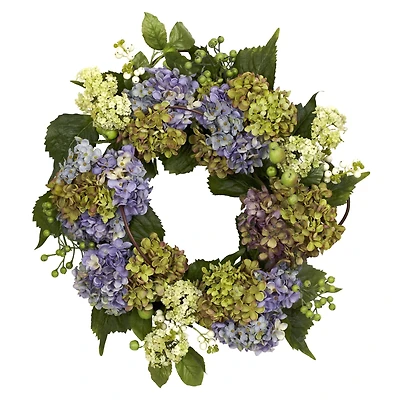 22” Purple & Green Hydrangea Wreath