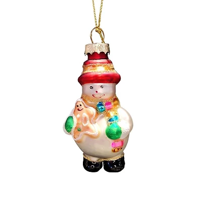 Wizardi 11.81" Snowman with Cookie Christmas Glass Ornament