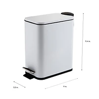 Simplify White 5L Slim Rectangular Pedal Trash Bin with Soft Close Lid